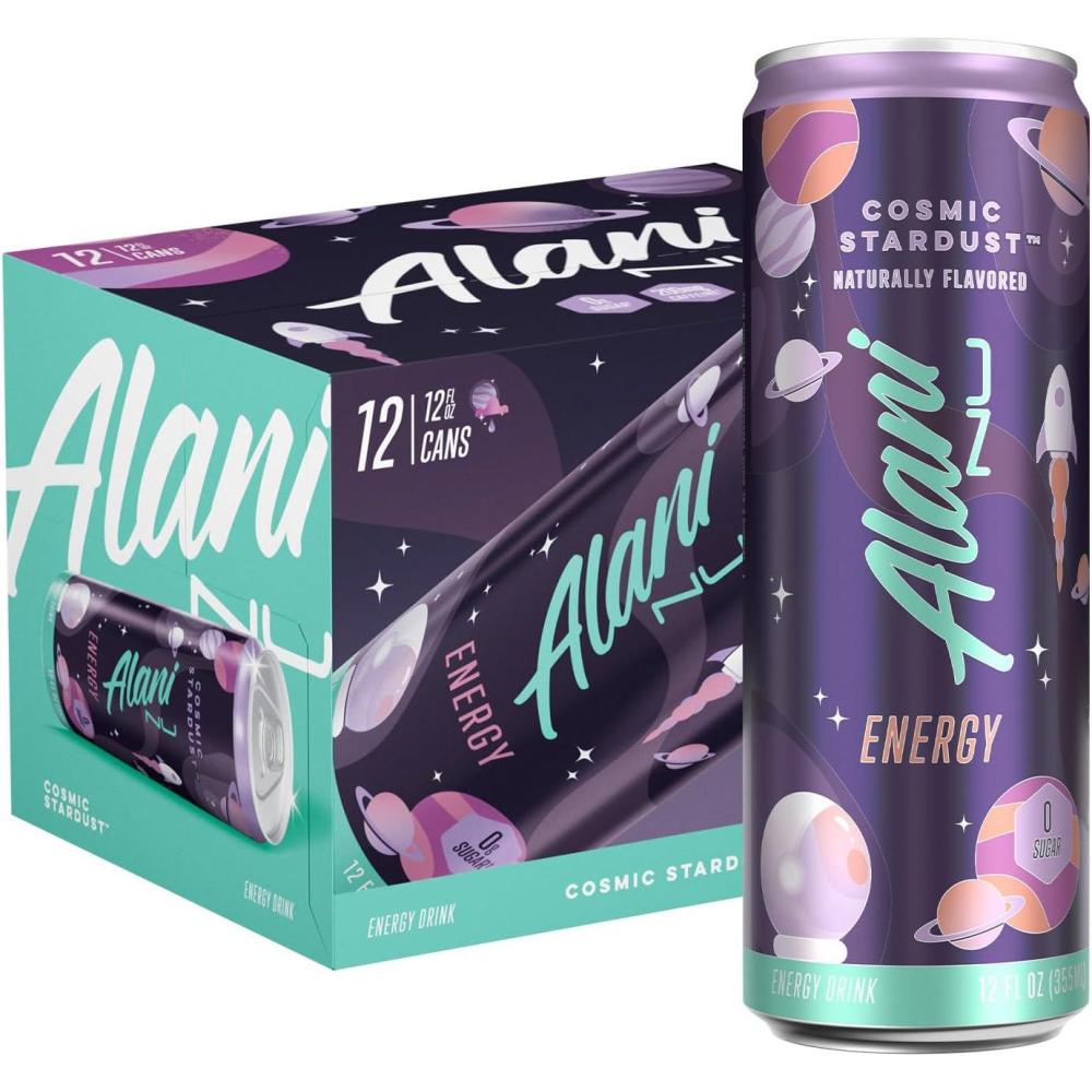 imageAlani Nu JUICY PEACH Sugar Free Low Calorie Energy Drinks 200mg Caffeine Biotin B Vitamins Zero Sugar 10 Calories 12 Fl Oz Cans 12 PackCosmic Stardust