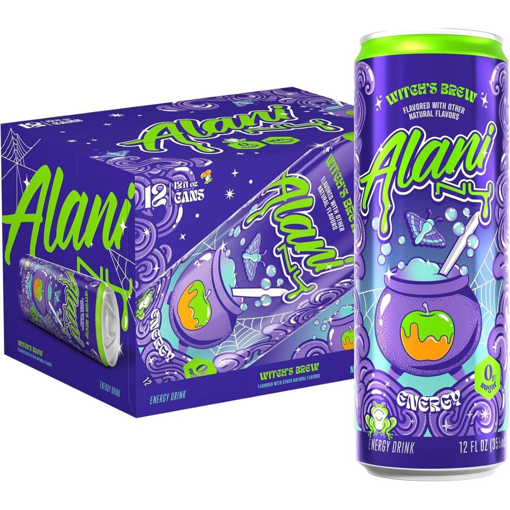 imageAlani Nu JUICY PEACH Sugar Free Low Calorie Energy Drinks 200mg Caffeine Biotin B Vitamins Zero Sugar 10 Calories 12 Fl Oz Cans 12 PackWitchs Brew