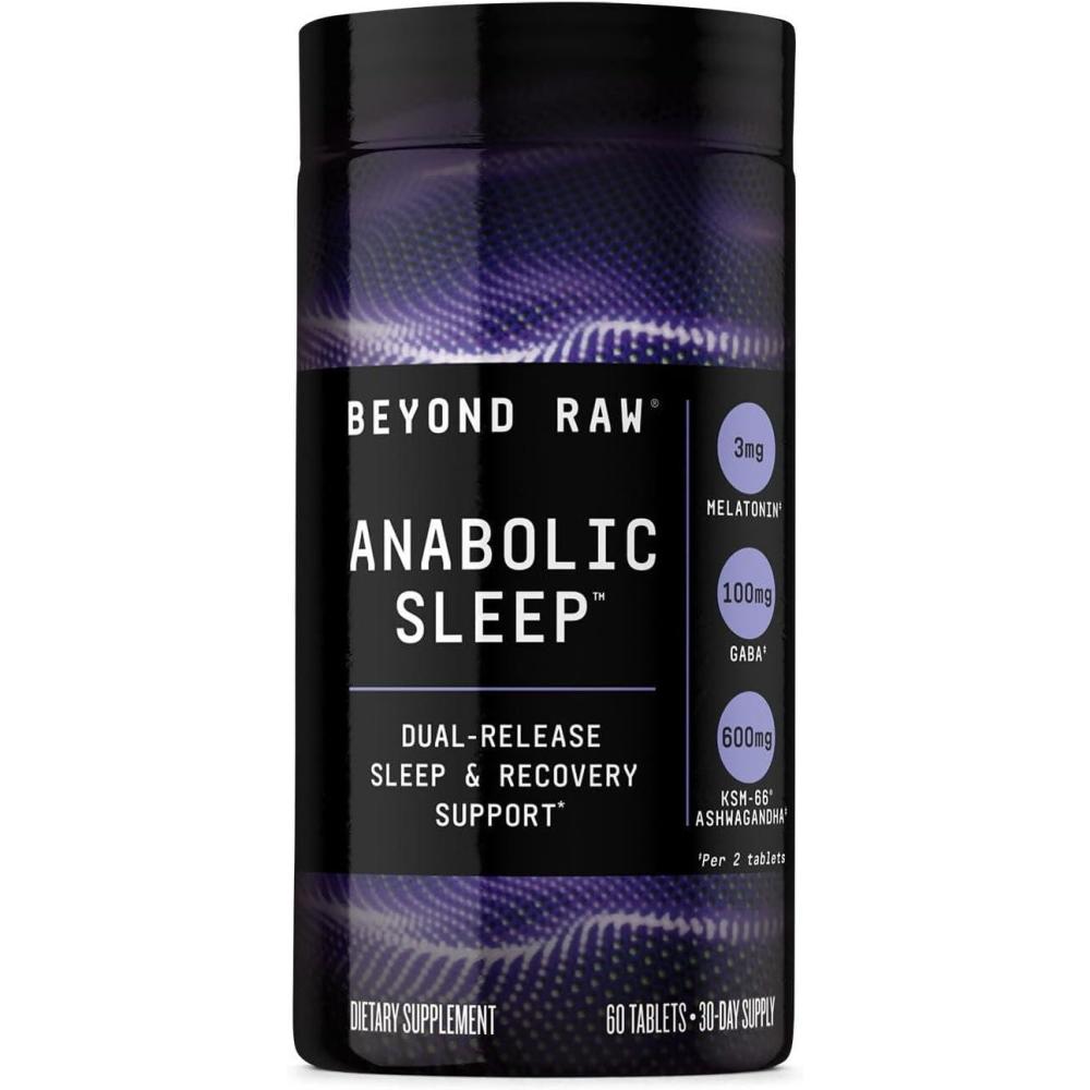 imageBEYOND RAW Anabolic Sleep DuelRelease Stress Sleep amp Recovery Support 60 Count