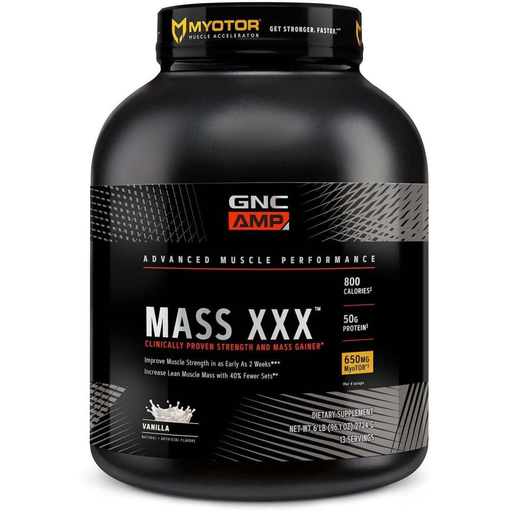 imageGNC AMP Mass XXX Clinically Proven Weight Gainer Protein Powder Improves Strength and Size 780 Calories 50g Protein Micronized Amino Acids Creatine Betaine Vanilla 13 Servings 6 PoundsVanilla