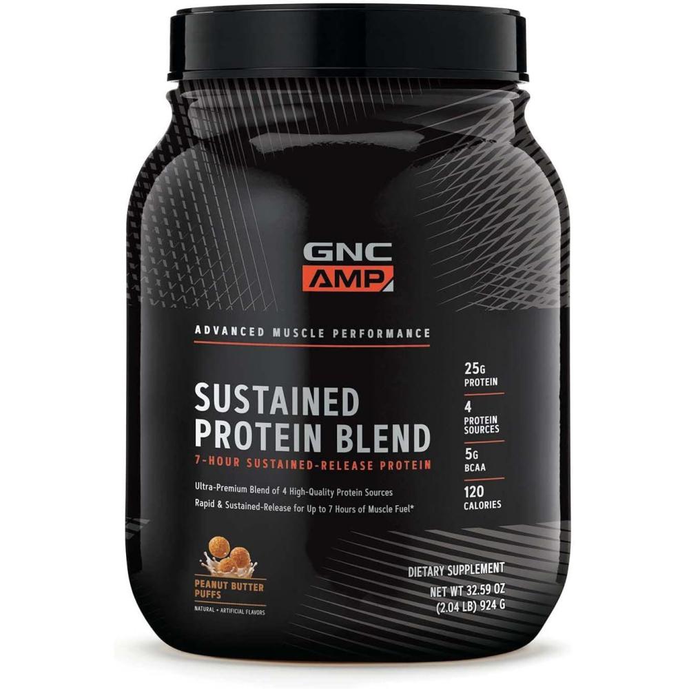 imageGNC AMP Sustained Protein Blend Cinnamon Toast 28 ServingsPeanut Butter Puffs