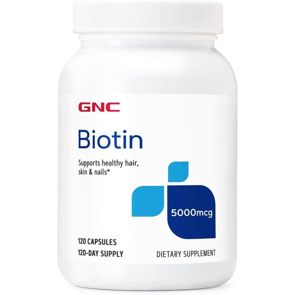 imageGNC Biotin 5000mcg Supplement Supports Healthy Hair Skin and Nails 120 Servings