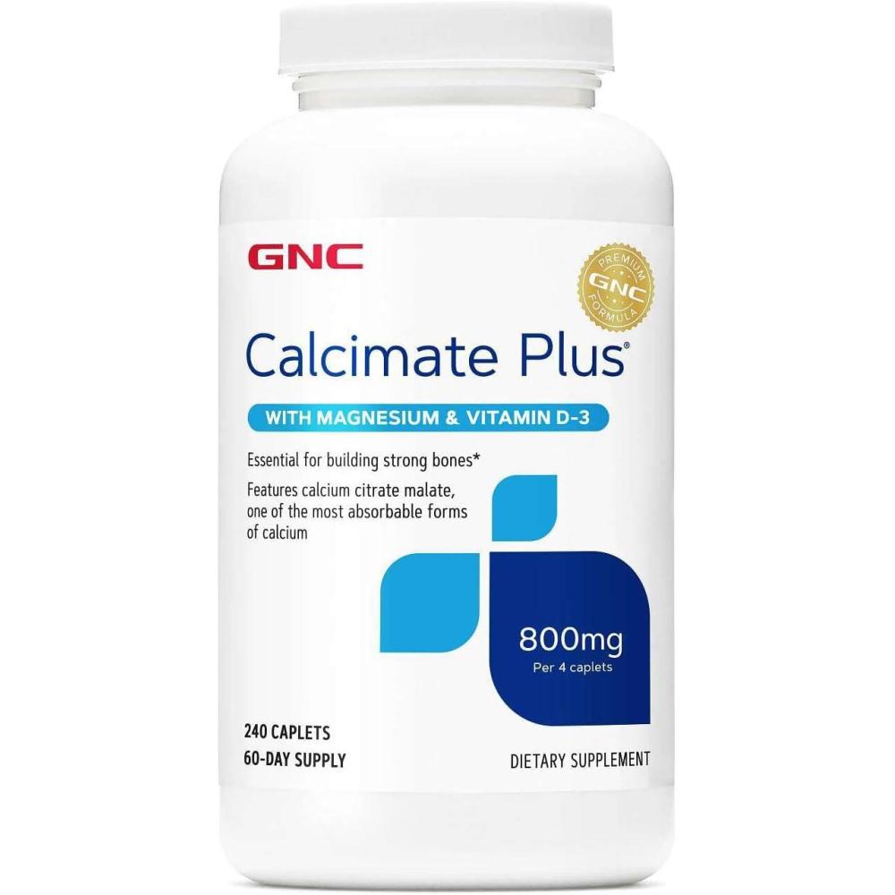 imageGNC Calcimate Plus 800mg Supplement Supports Strong Bones Enhances Calcium Absorption 60 Servings