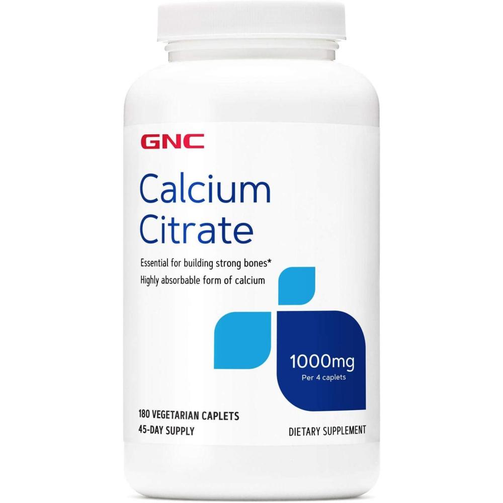 imageGNC Calcium Citrate 1000mg Essential for Building Strong Bones 180 Vegetarian Caplets180 Count Pack of 1