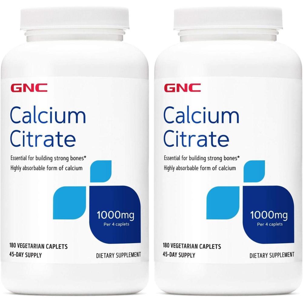 imageGNC Calcium Citrate 1000mg Essential for Building Strong Bones 180 Vegetarian Caplets180 Count Pack of 2