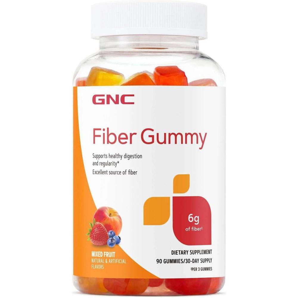 imageGNC Fiber 6g Gummy Supports Healthy Digestion amp Regularity Mixed Fruit 90 Count