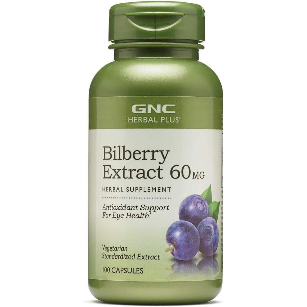 imageGNC Herbal Plus Bilberry Extract Supplement Vegetarian Supports Eye and Health 100 Servings