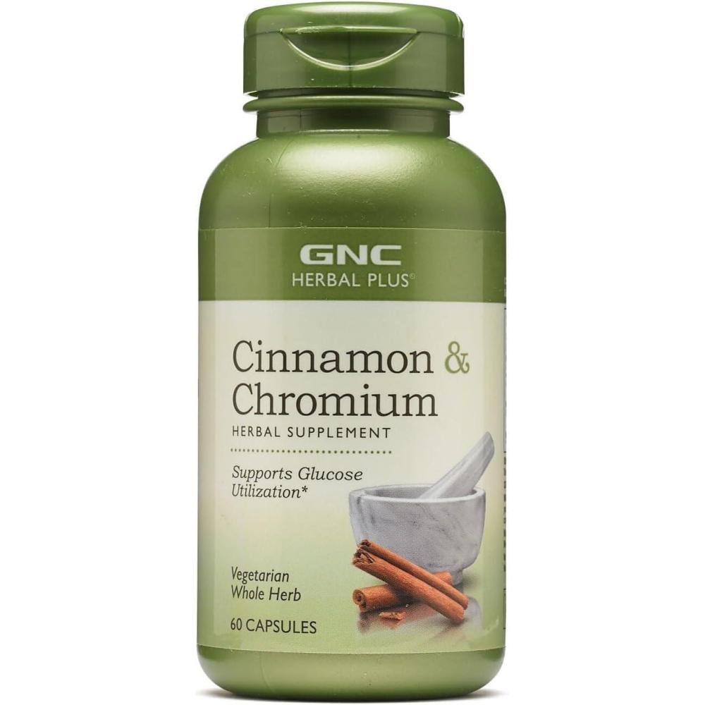 imageGNC Herbal Plus Cinnamon amp Chromium Supplement Vegetarian 30 Servings60 Count Pack of 1