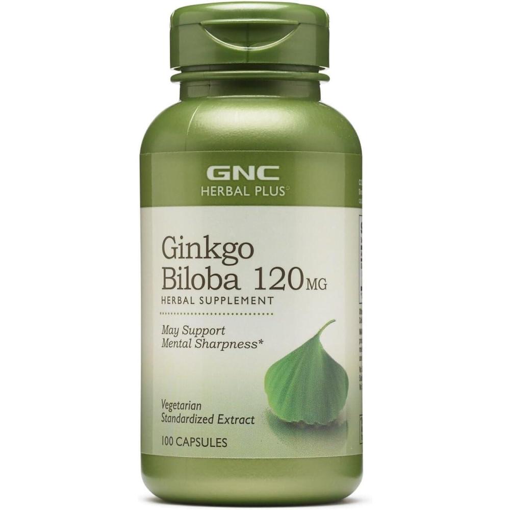 imageGNC Herbal Plus Ginkgo Biloba 120mg Supplement Vegetarian Supports Mental Sharpness 100 Servings