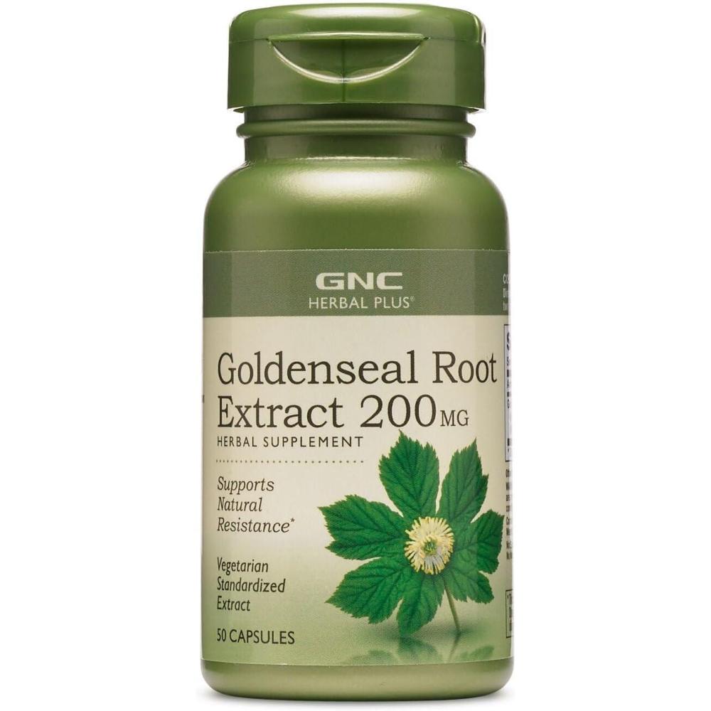 imageGNC Herbal Plus Goldenseal Root Extract 200mg Supplement Vegetarian Supports Natural Resistance 50 Servings