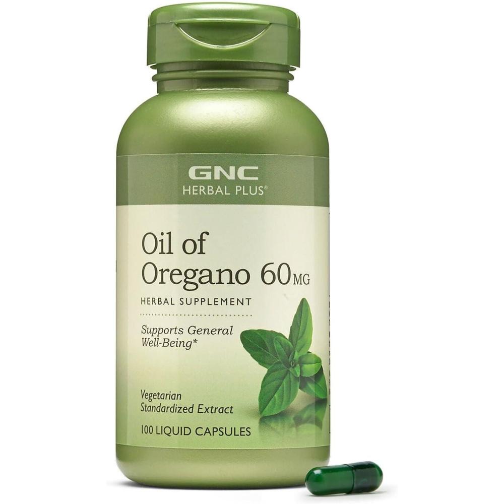 imageGNC Herbal Plus Oil of Oregano 60mg Supplement Vegetarian Supports General WellBeing 100 Servings