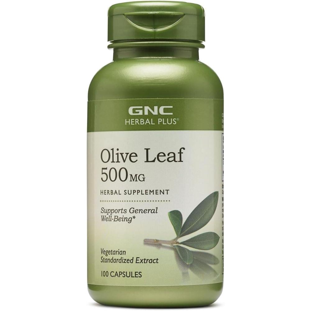 imageGNC Herbal Plus Olive Leaf 500mg Supplement Vegetarian Supports General WellBeing 100 Servings