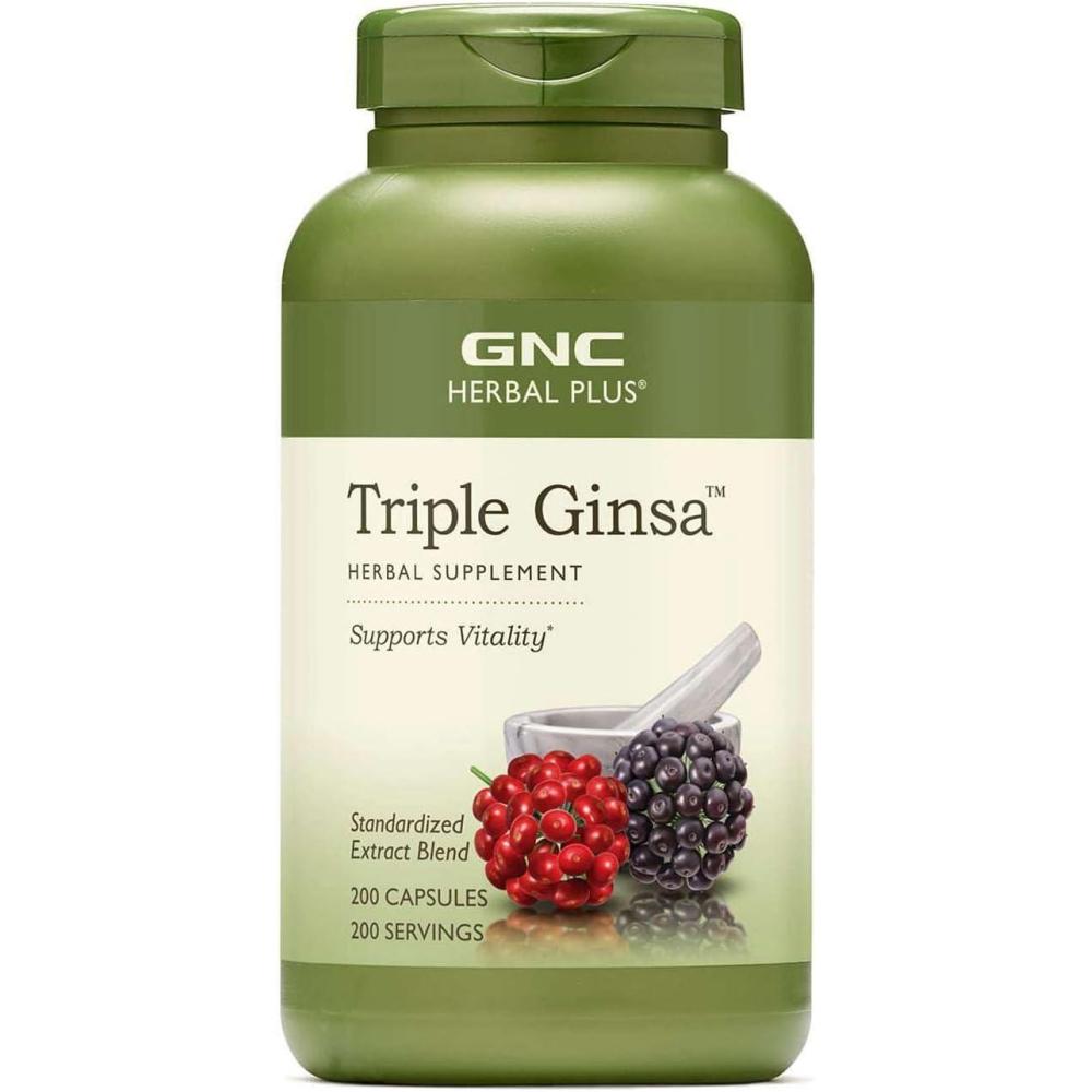imageGNC Herbal Plus Triple Ginsa Supplement Supports Vitality 100 Servings200 Count Pack of 1