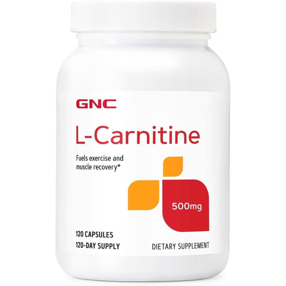 imageGNC LCarnitine 500mg Helps Metabolize LongChain Fatty Acids 60 Capsules120 Count Pack of 1