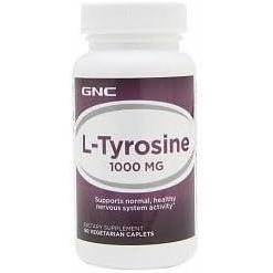 GNC L-Tyrosine 1000mg, 60 Caplets, Supports Normal, Healthy Nervous System Activity