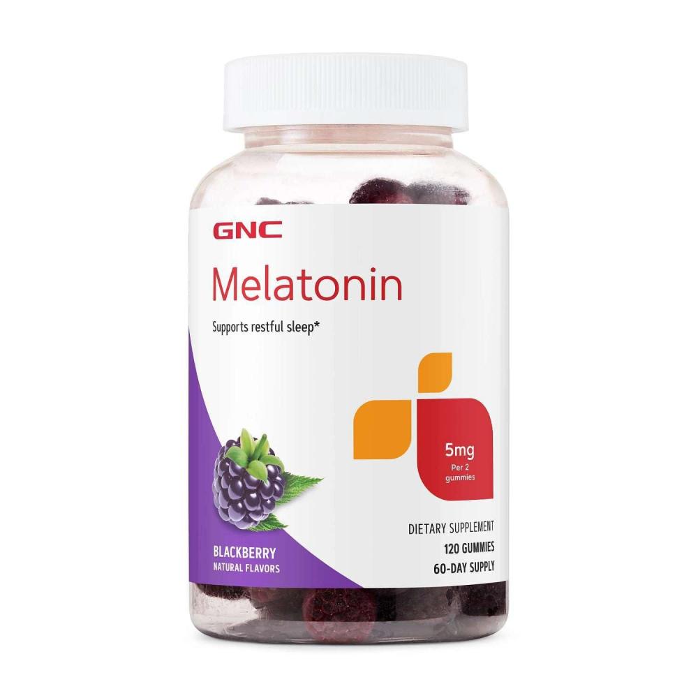 imageGNC Melatonin Gummies 5 mg BlackBerry 120 Gummies 60 Servings