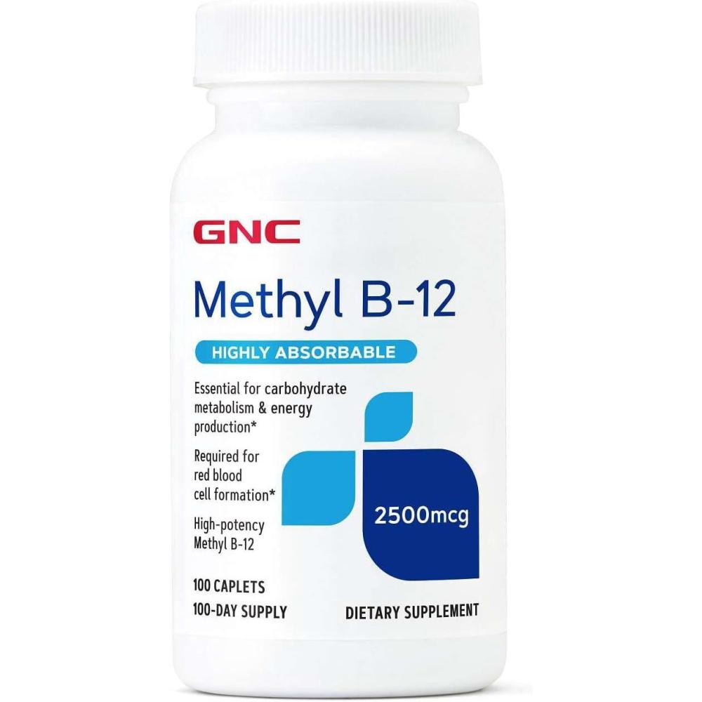 imageGNC Methyl B12 2500mcg Supplement Essential for Carbohydrate Metabolism and Energy Production 100 Servings