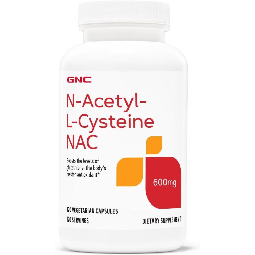 imageGNC NAcetylLCysteine NAC 600mg  120 Vegetarian Capsules 120 Servings