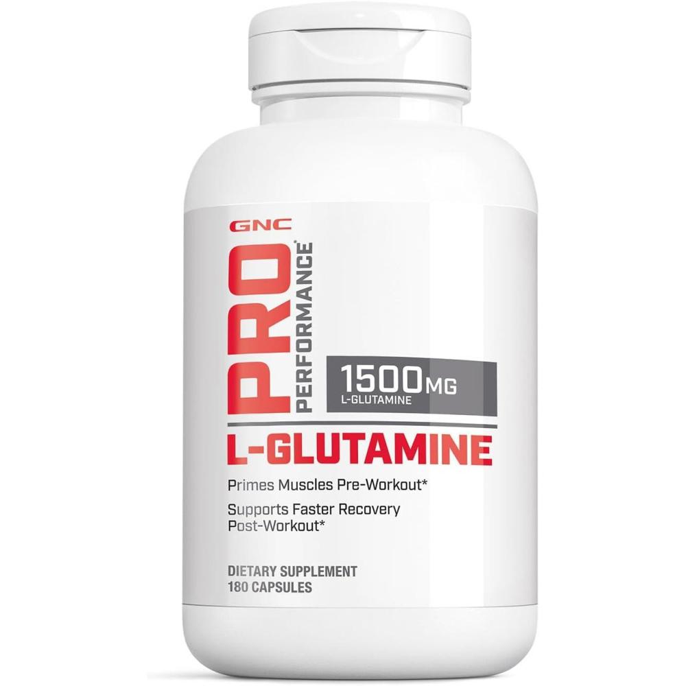 imageGNC Pro Performance LGlutamine 1500mg Amino Acid Supplement Supports Muscle Recovery amp Function Fuels Immune System Plays Key Role in Protein Synthesis Unflavored Gluten Free 180 Capsules180 Count Pack of 1