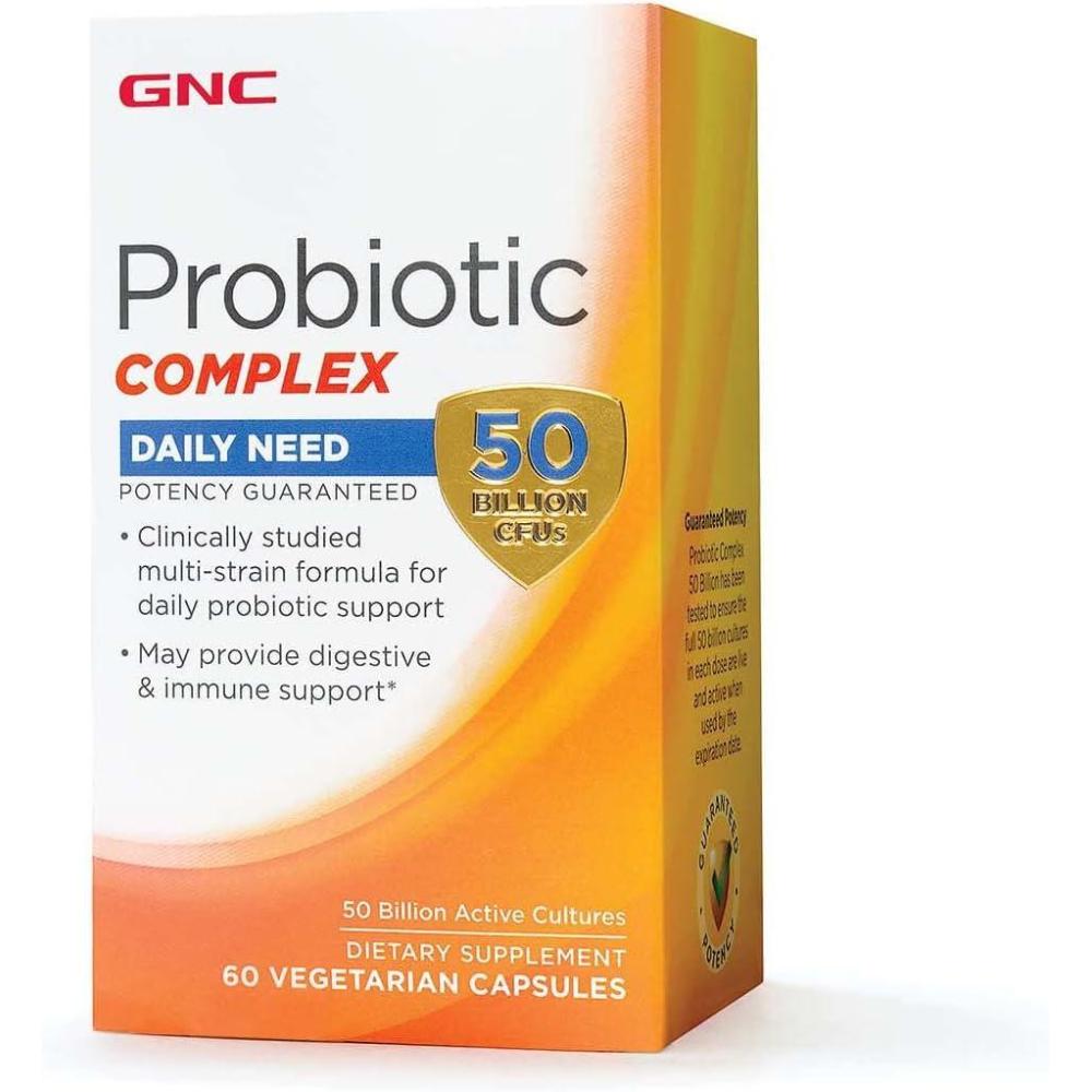 imageGNC Probiotic Complex Daily Need Supplement Provides Digestive and Immune Support 50 Billion CFUs 60 Vegetarian Capsules 60 Servings