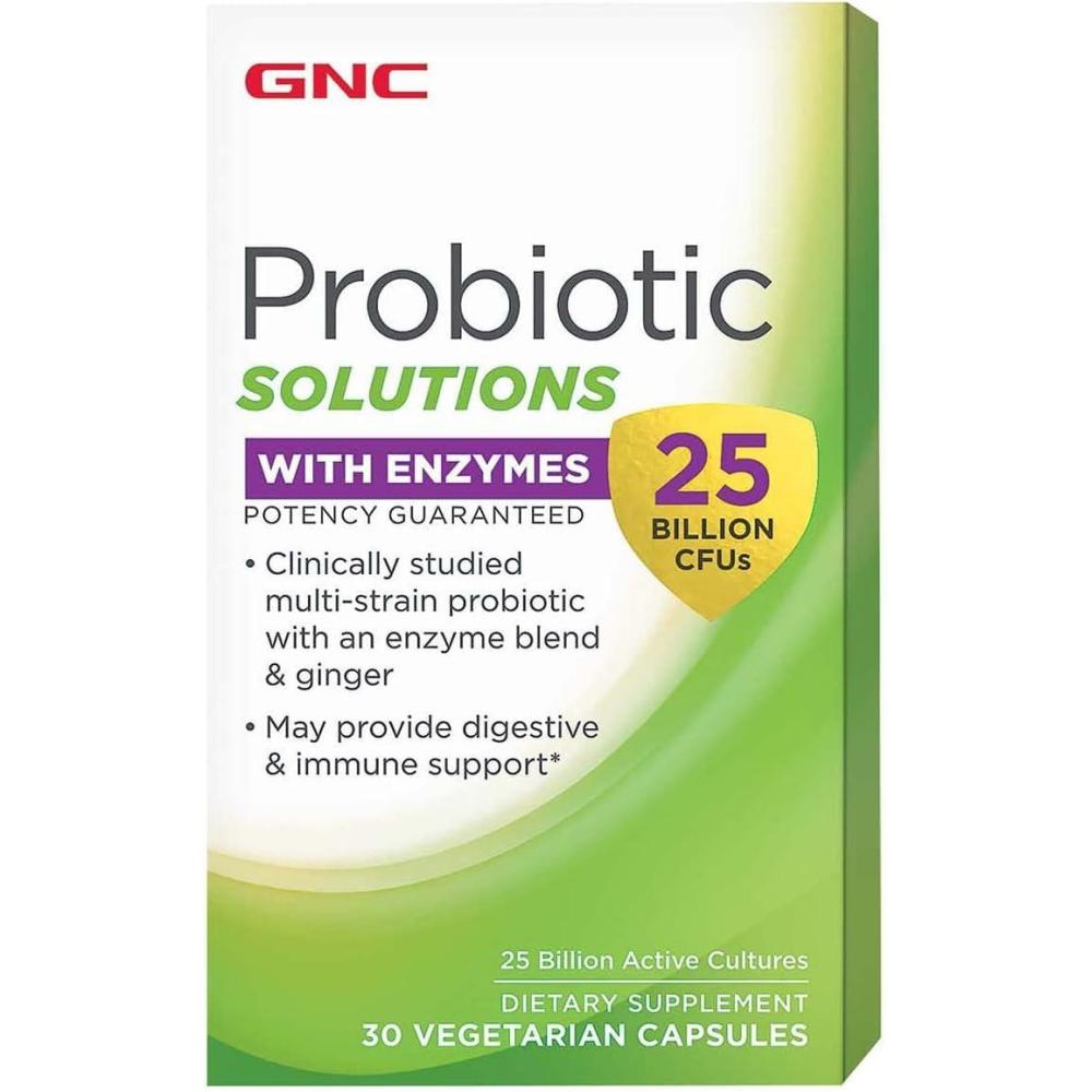imageGNC Probiotic Solutions with Enzymes with 25 Billion CFUs 30 Capsules Daily Probiotic Support1