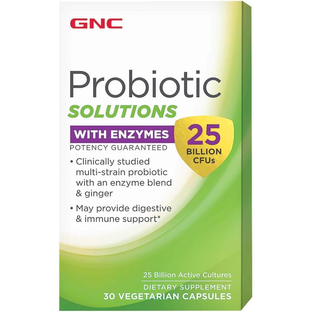 imageGNC Probiotic Solutions with Enzymes with 25 Billion CFUs 30 Capsules Daily Probiotic Support2