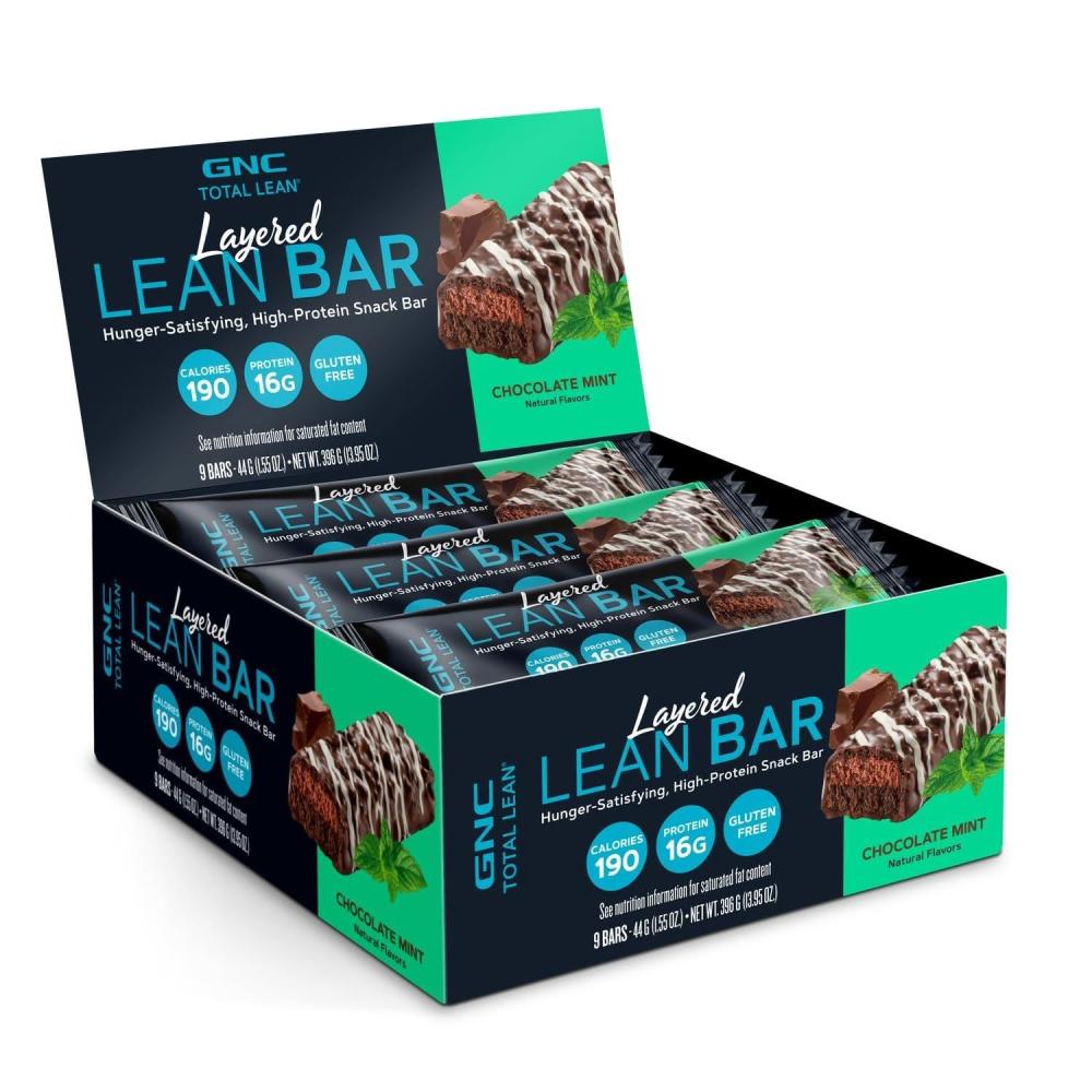 imageGNC Total Lean Layered Lean Bar Hunger Satisfying  High Protein Snack Bar  Peanut Butter Pie  9 BarsChocolate Mint
