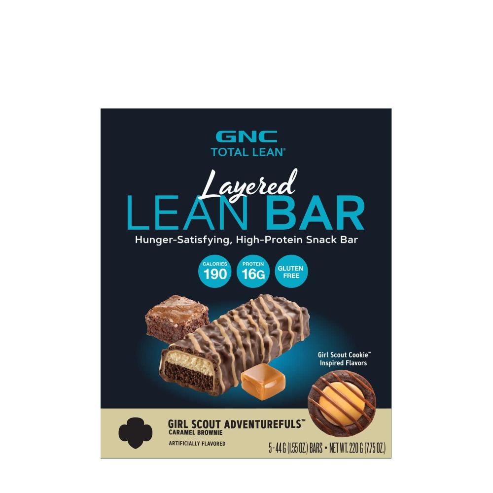 imageGNC Total Lean Layered Lean Bar Hunger Satisfying High Protein Snack Bar Peanut Butter Pie 9 BarsGirl Scout Adventurefuls Caramel Brownie