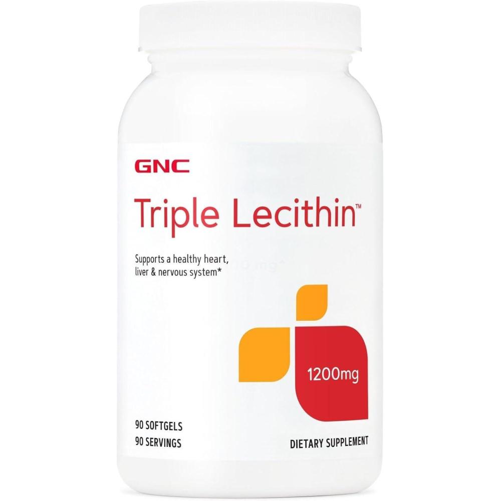 imageGNC Triple Lecithin 1200mg Supplement Supports a Healthy Heart Liver and Nervous System 90 Servings90 Count Pack of 1