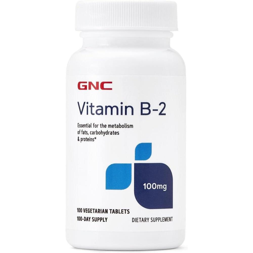 imageGNC Vitamin B2 100mg Supplement Essential for Metabolism of Fats Carbohydrates and Proteins 100 Servings