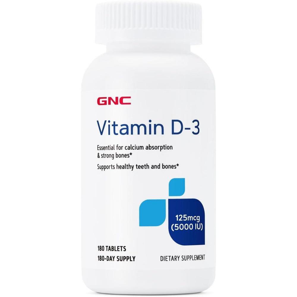 imageGNC Vitamin D3 125mcg Supplement 5000 IU Supports Teeth and Bone Health 180 Servings