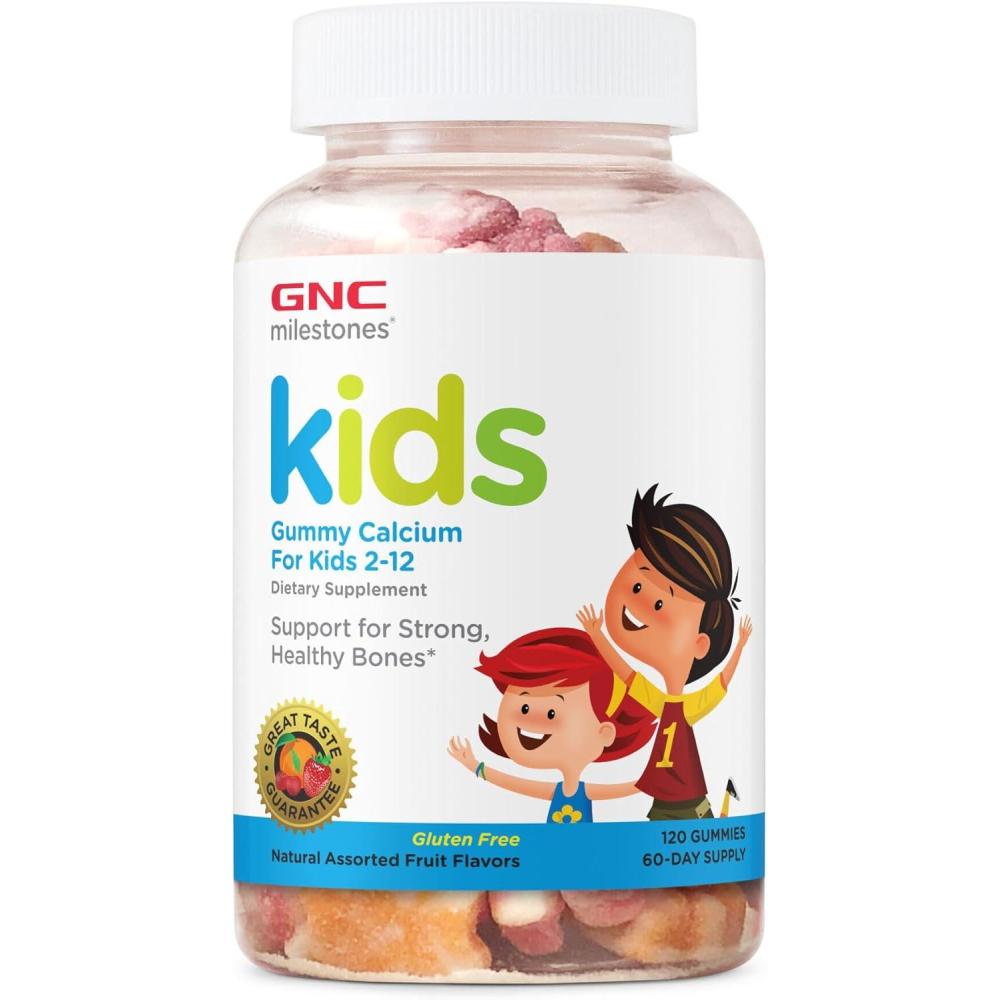 imageGNC milestones Kids Gummy Calcium Includes Calcium and Phosphorus to Help Build Strong Bones and Teeth 120 Gummies