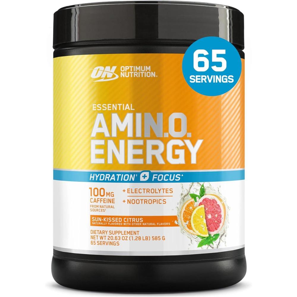 imageOptimum Nutrition Amino Energy Powder Plus Focus with BCAA Electrolytes and Caffeine Pineapple Twist 30 Servings Packaging May VarySunkissed Citrus
