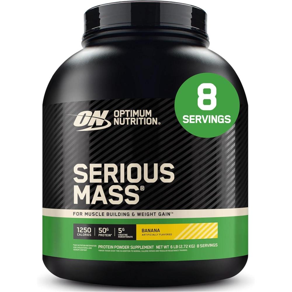 imageOptimum Nutrition Serious Mass Weight Gainer Protein Powder Mass Gainer Vitamin C and Zinc for Immune Support Creatine Chocolate Peanut Butter 6 Pound Packaging May VaryBanana