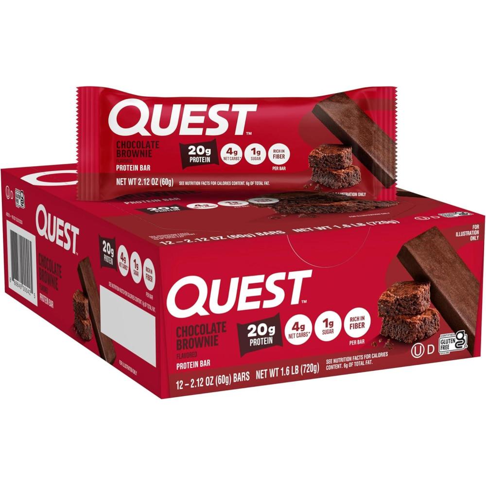 imageQuest Nutrition SMores Protein Bars 21g Protein 1g Sugar 4g Net Carb Gluten Free Keto Friendly 12 CountChocolate Brownie