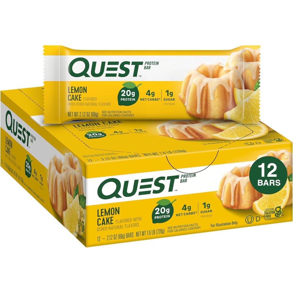 imageQuest Nutrition SMores Protein Bars 21g Protein 1g Sugar 4g Net Carb Gluten Free Keto Friendly 12 CountLemon Cake