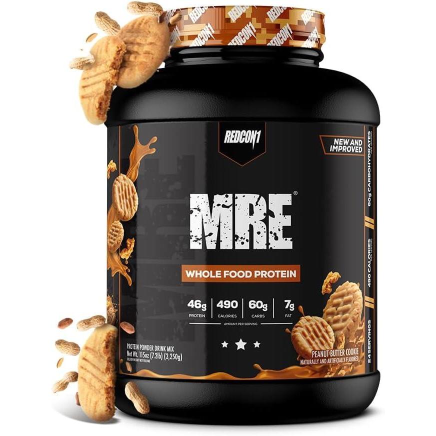 imageREDCON1 MRE Whole Food Protein Powder Fudge Brownie Meal Replacement Made with Animal and Plant Based Protein Sources Nutrient and Calorie Dense 0g Added Sugar 24 ServingsPeanut Butter