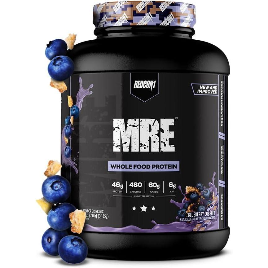 imageREDCON1 MRE Whole Food Protein Powder Fudge Brownie Meal Replacement Made with Animal and Plant Based Protein Sources Nutrient and Calorie Dense 0g Added Sugar 24 ServingsBlueberry Cobbler 1