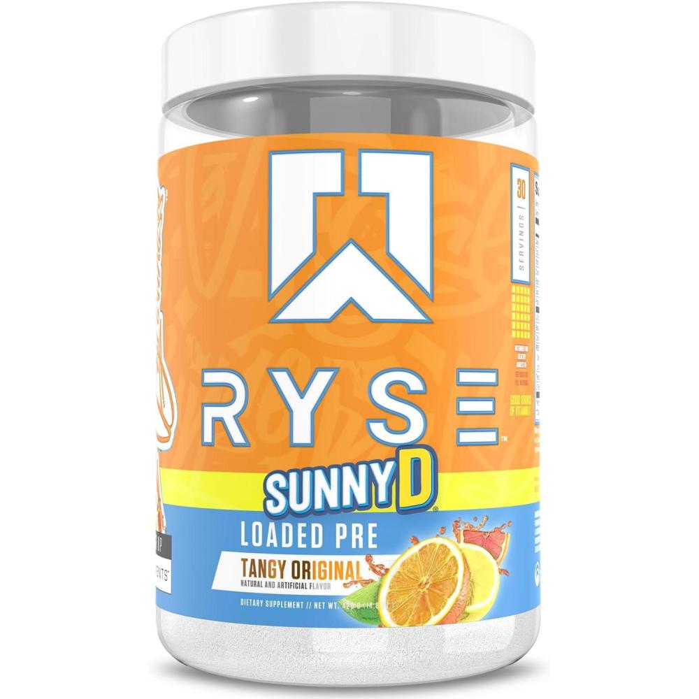 imageRyse Loaded Pre Workout Powder Freedom Rocks Daily PreWorkout for Men amp Women with 325mg Caffeine Beta Alanine and Citrulline for Pump Focus and Energy 30 ServingsSunnyD Tangy Original
