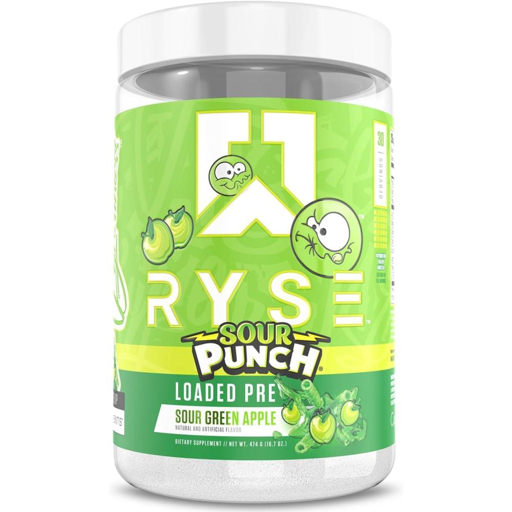 imageRyse Loaded Pre Workout Powder Freedom Rocks Daily PreWorkout for Men amp Women with 325mg Caffeine Beta Alanine and Citrulline for Pump Focus and Energy 30 ServingsSour Punch Green Apple