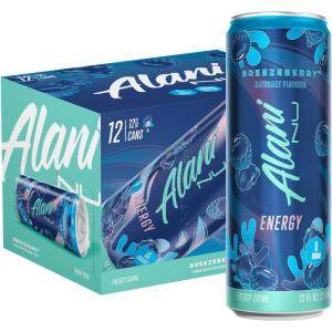Alani Nu JUICY PEACH, Sugar Free, Low Calorie Energy Drinks, 200mg Caffeine, Biotin, B Vitamins, Zero Sugar, 10 Calories, 12 Fl Oz Cans, 12 Pack(Breezeberry)