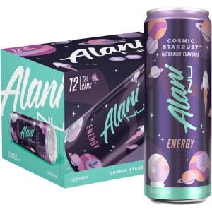 Alani Nu JUICY PEACH, Sugar Free, Low Calorie Energy Drinks, 200mg Caffeine, Biotin, B Vitamins, Zero Sugar, 10 Calories, 12 Fl Oz Cans, 12 Pack(Cosmic Stardust)