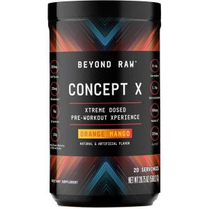BEYOND RAW Concept X, Clinically Dosed Pre-Workout Powder, Contains Caffeine, L-Citrulline, Creatine, and Beta-Alanine, Orange Mango, 20 Servings(Orange Mango)