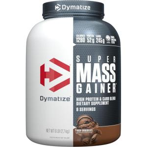 Dymatize Super Mass Gainer Protein Powder, Gourmet Vanilla, 52g Protein, 1g Creatine, 1280 Calories, 10.7g BCAAs, 245g Carbs, Contains Whey Protein Powder, Isolate, and Casein (8 Servings)(Rich Chocolate)