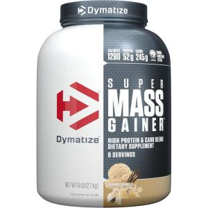 Dymatize Super Mass Gainer Protein Powder, Gourmet Vanilla, 52g Protein, 1g Creatine, 1280 Calories, 10.7g BCAAs, 245g Carbs, Contains Whey Protein Powder, Isolate, and Casein (8 Servings)(Gourmet Vanilla)