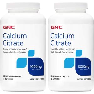 GNC Calcium Citrate 1000mg, Essential for Building Strong Bones, 180 Vegetarian Caplets(180 Count (Pack of 2))