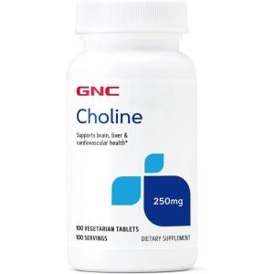 GNC Choline 250mg | Supports Brain, Liver and Cardiovascular Health | Vegetarian | 100 Count(100 Count (Pack of 1))
