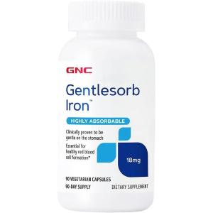 GNC Gentlesorb Iron 18mg Supplement, Supports Healthy Red Blood Cell Formation, 90 Servings(90 Count (Pack of 1))