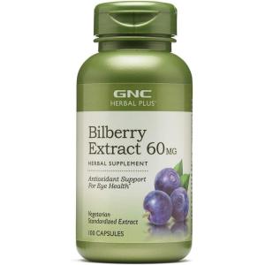 GNC Herbal Plus Bilberry Extract Supplement, Vegetarian, Supports Eye and Health, 100 Servings