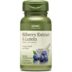 GNC Herbal Plus Bilberry Extract and Lutein Supplement, Vegetarian, Supports Eye and Vision Health, 60 Servings(1)